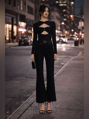 Superdown Black Ruched Cutout Top SZ S Night Out Party Sexy